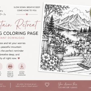Mountain Retreat Calming Coloring Page Printable